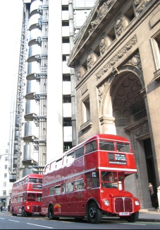 2 Routemasters by Lloyds building