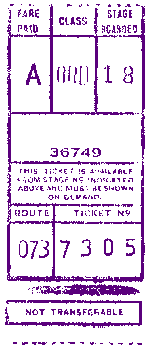 Sample ticket for route 73, class ORD, stage boarded 18