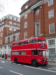 Bus ready for the official wedding ceremony to complete - Tavistock House, Tavistock Square, Camden