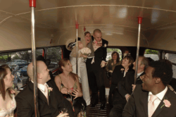 Bride and Groom visit top deck - Soho Square