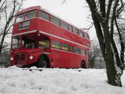 Bus pictured in snow - High Barnet