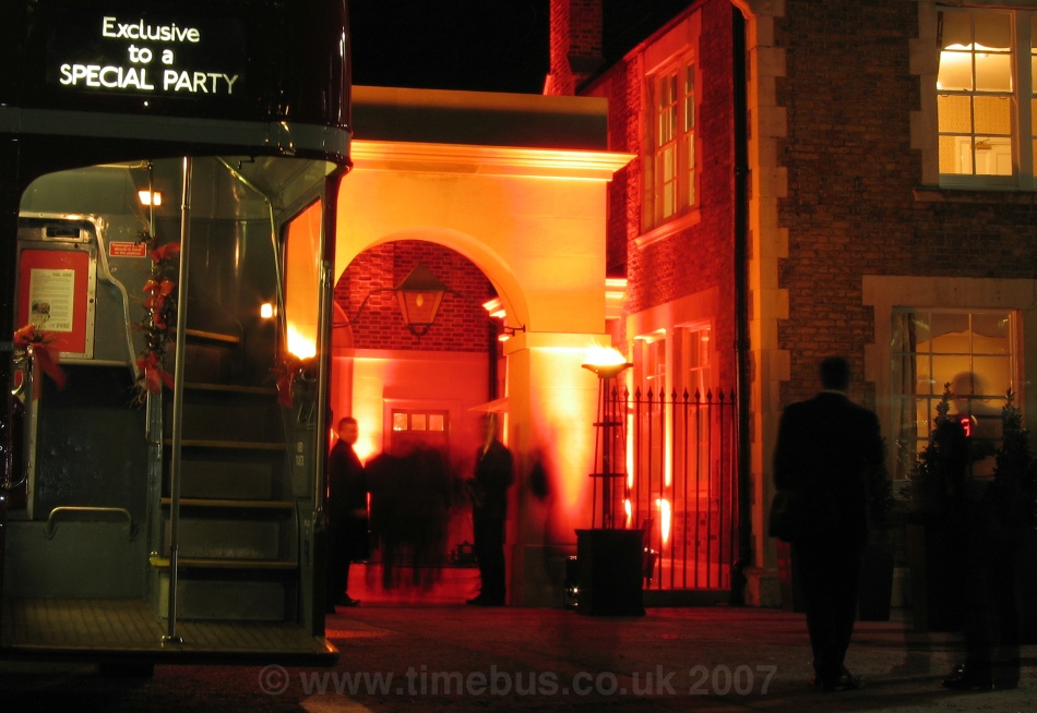 Bus entrance beside flame torches - Honourable Artillery Company, City Road