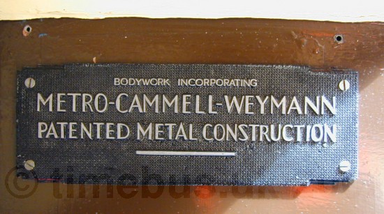 Metro-Cammell-Weymann Patented Metal Construction plate